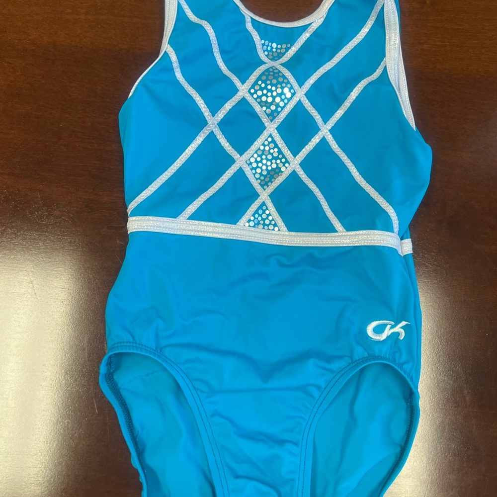GK Turquoise Leotard with Silver Trim